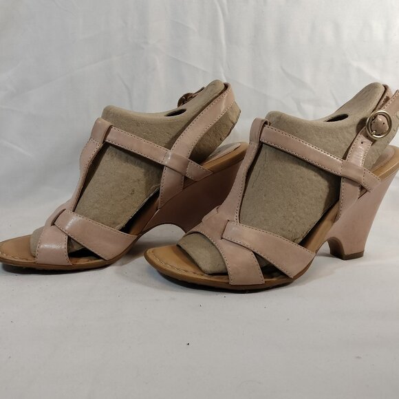 Born Shoes - Born Crown Myndy Wedge Sandal; Pink/Blush Leather